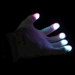 Flashing LED Gloves (aka Magic Mitts) - Multicolor White Glove (One Pair) <font color=